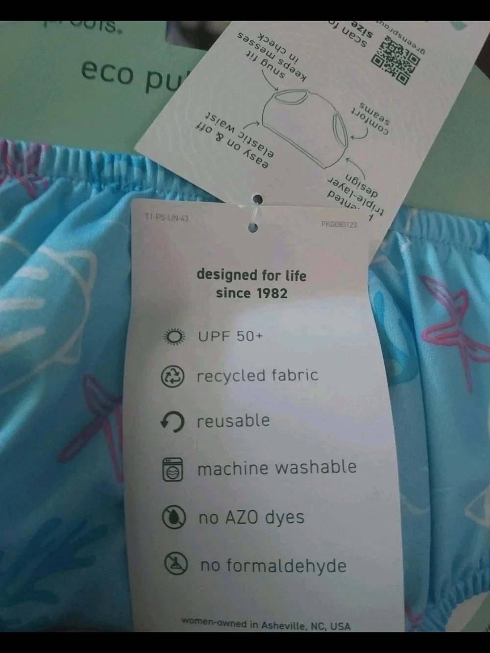 Toddler All-in-One Swim Diaper - Light Blue Shell Print